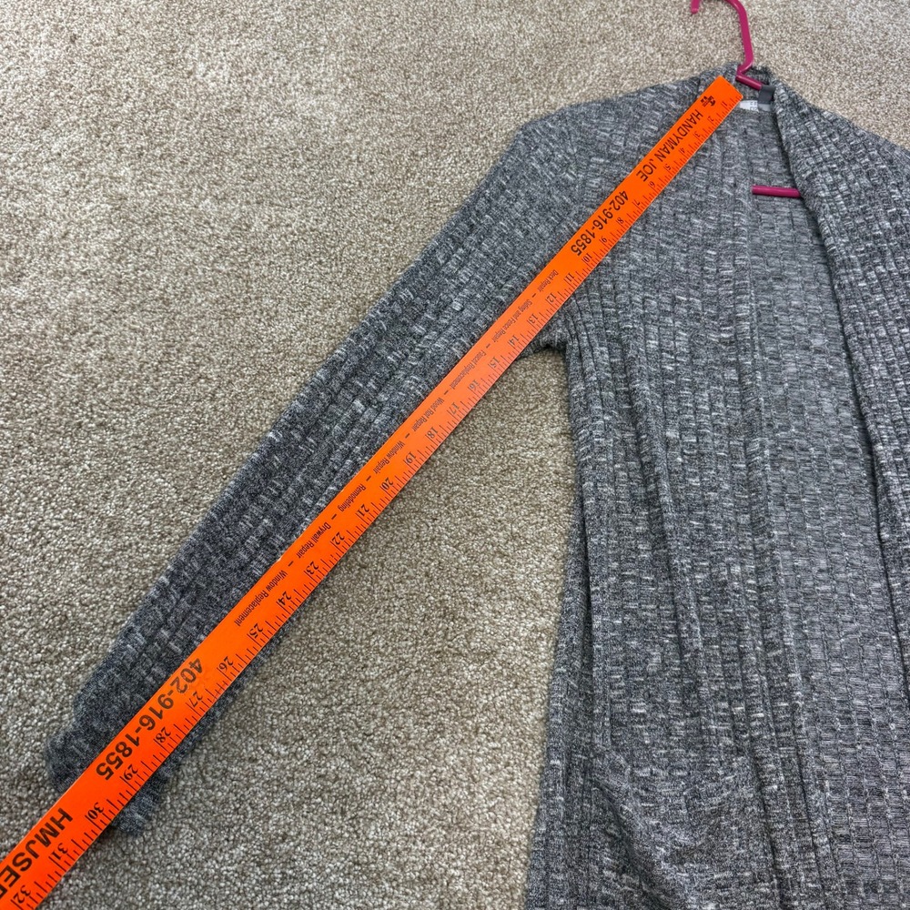 Lisa Rinna Collection Grey Ribbed Duster Cardigan Open Front Pockets Small Fall - Picture 7 of 10